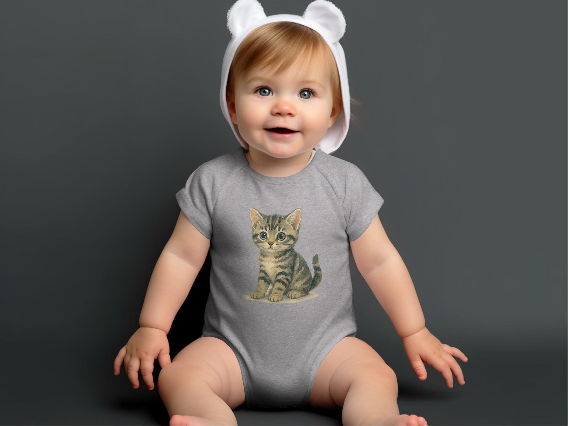 Adorable Baby Bodysuit with Cute Kitten Print product
