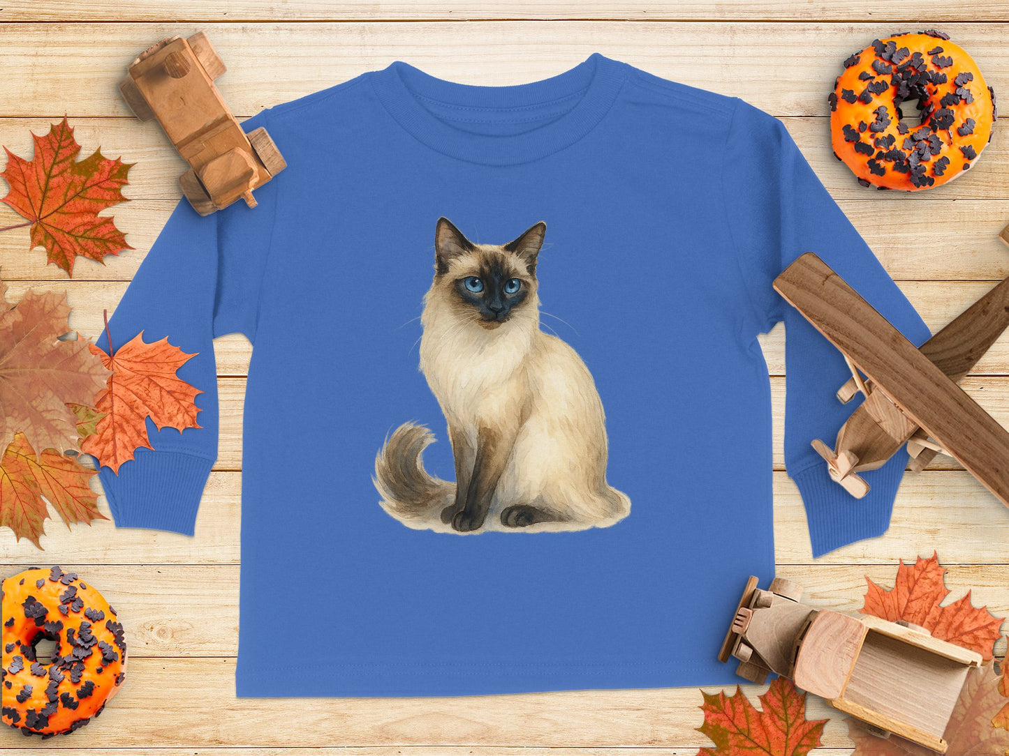 Playful Cat Print Long Sleeve Kids Shirt product type