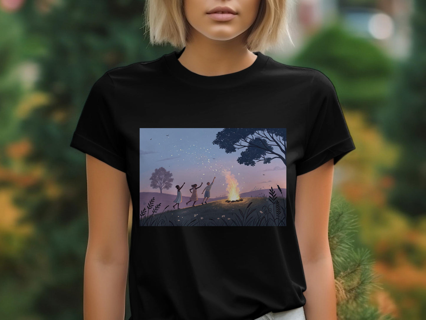 Stargazing Campfire Forest Scene Graphic T-Shirt product