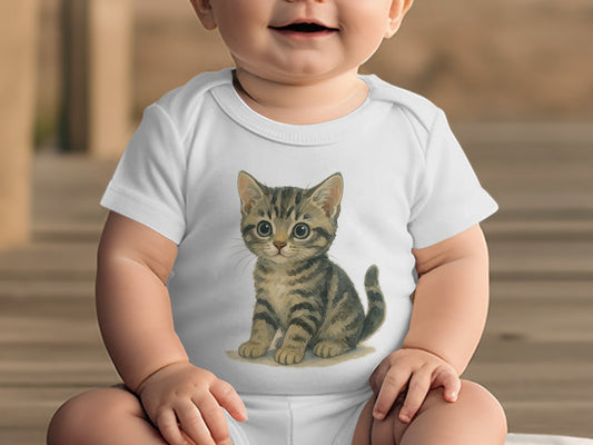 Adorable Baby Onesie with Cute Kitten Design product