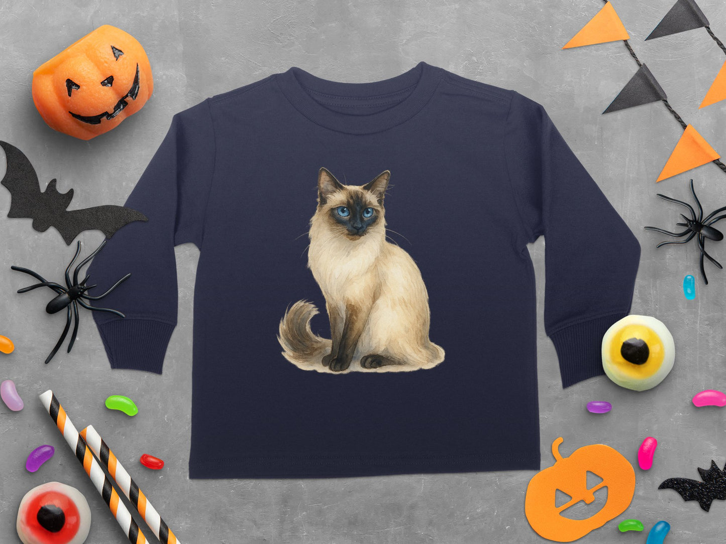 Cute Siamese Cat Halloween Long Sleeve Kids Product