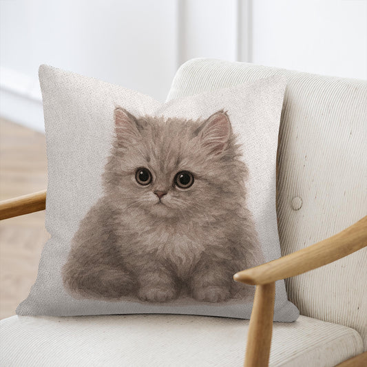Adorable Fluffy Kitten Print Decorative Pillow product