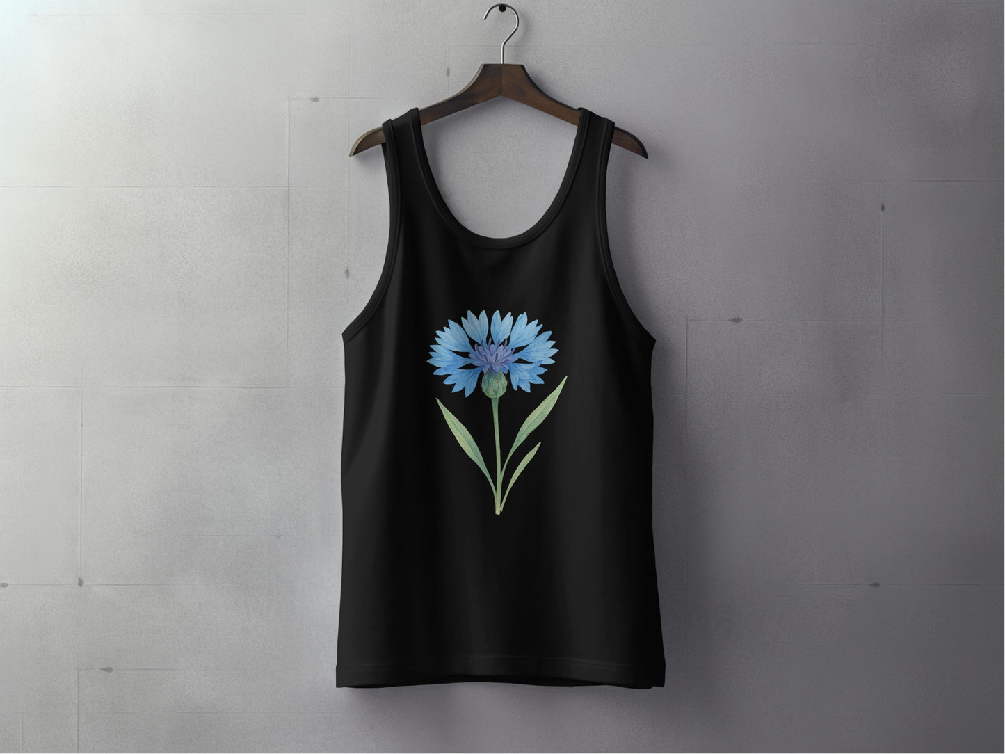 Blue Cornflower Graphics Black Tank Top product type