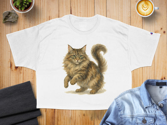 Realistic Fluffy Cat Graphic Printed T-Shirt product