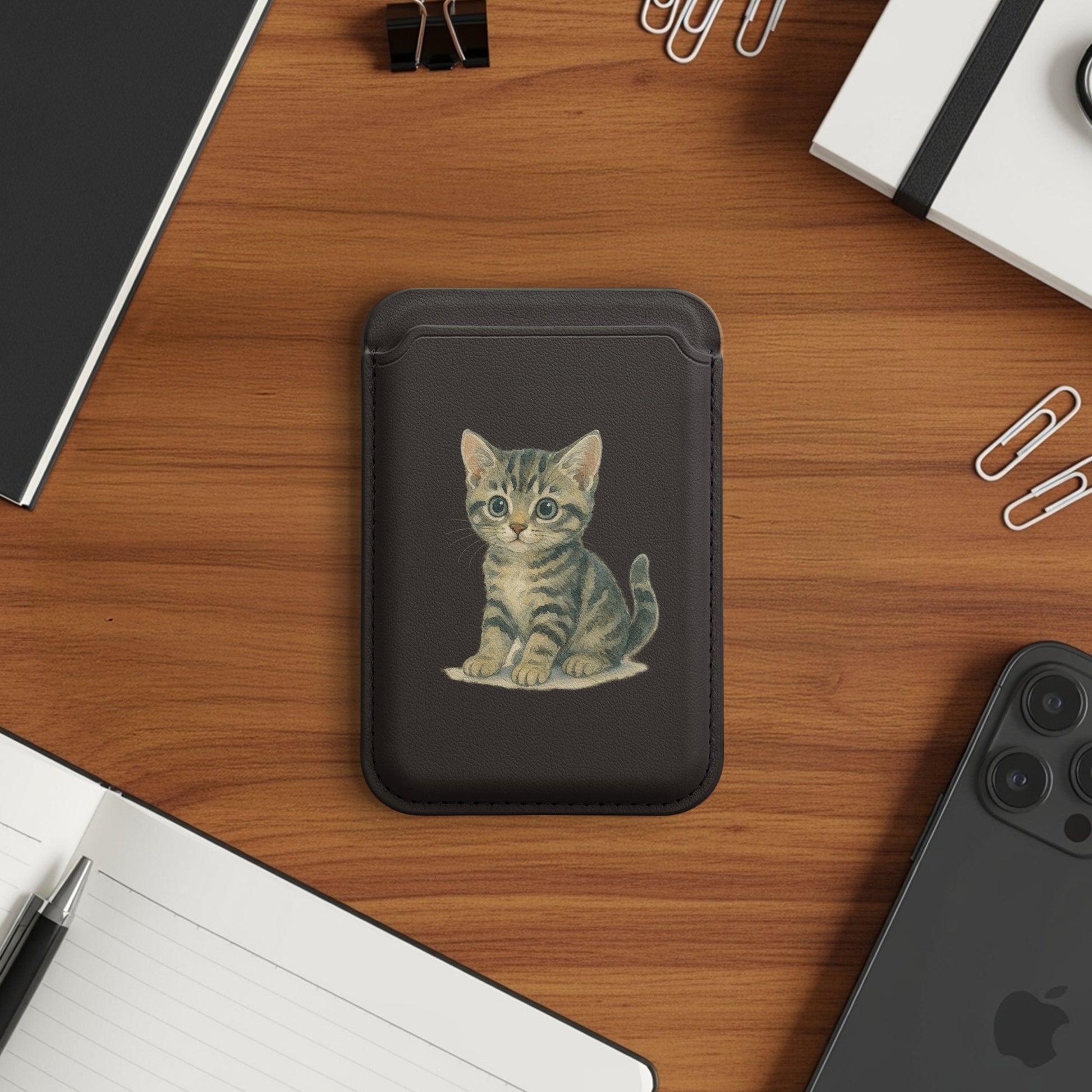 Cute Kitten Design Leather Card Holder product