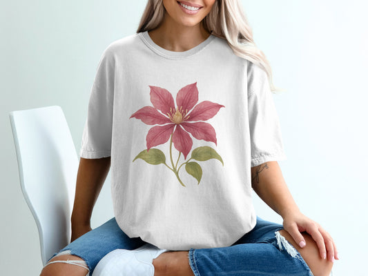 Floral Design Plant Print Casual Oversized Shirt product