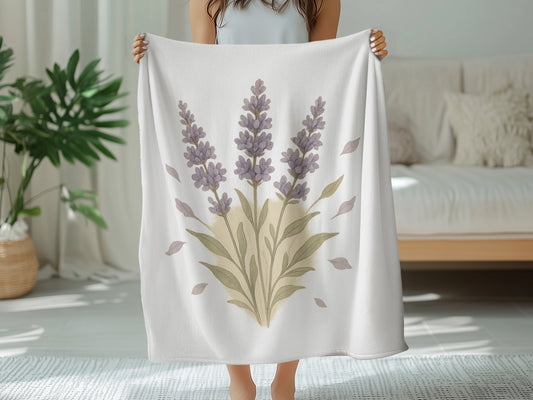 Lavender Floral Print Cozy Home Decor Blanket product