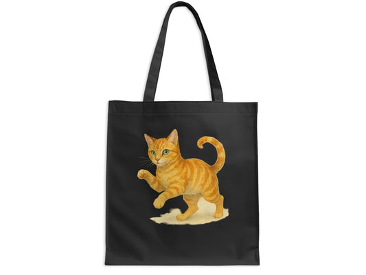 Charming Orange Cat Black Reusable Shopping Bag product