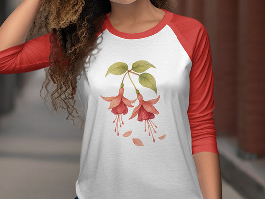 Beautiful Red Sleeves Top with Floral Art graphic product type