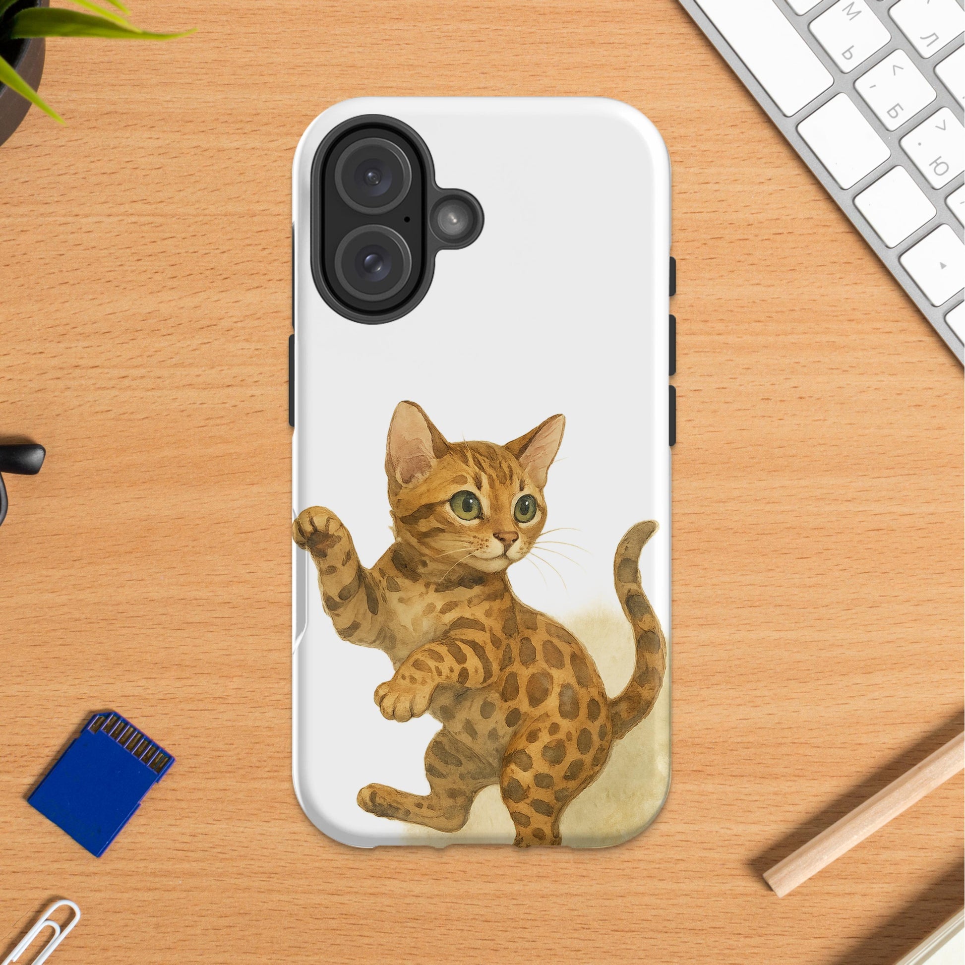 Cute Playful Kitten on White Background Phone Case Product