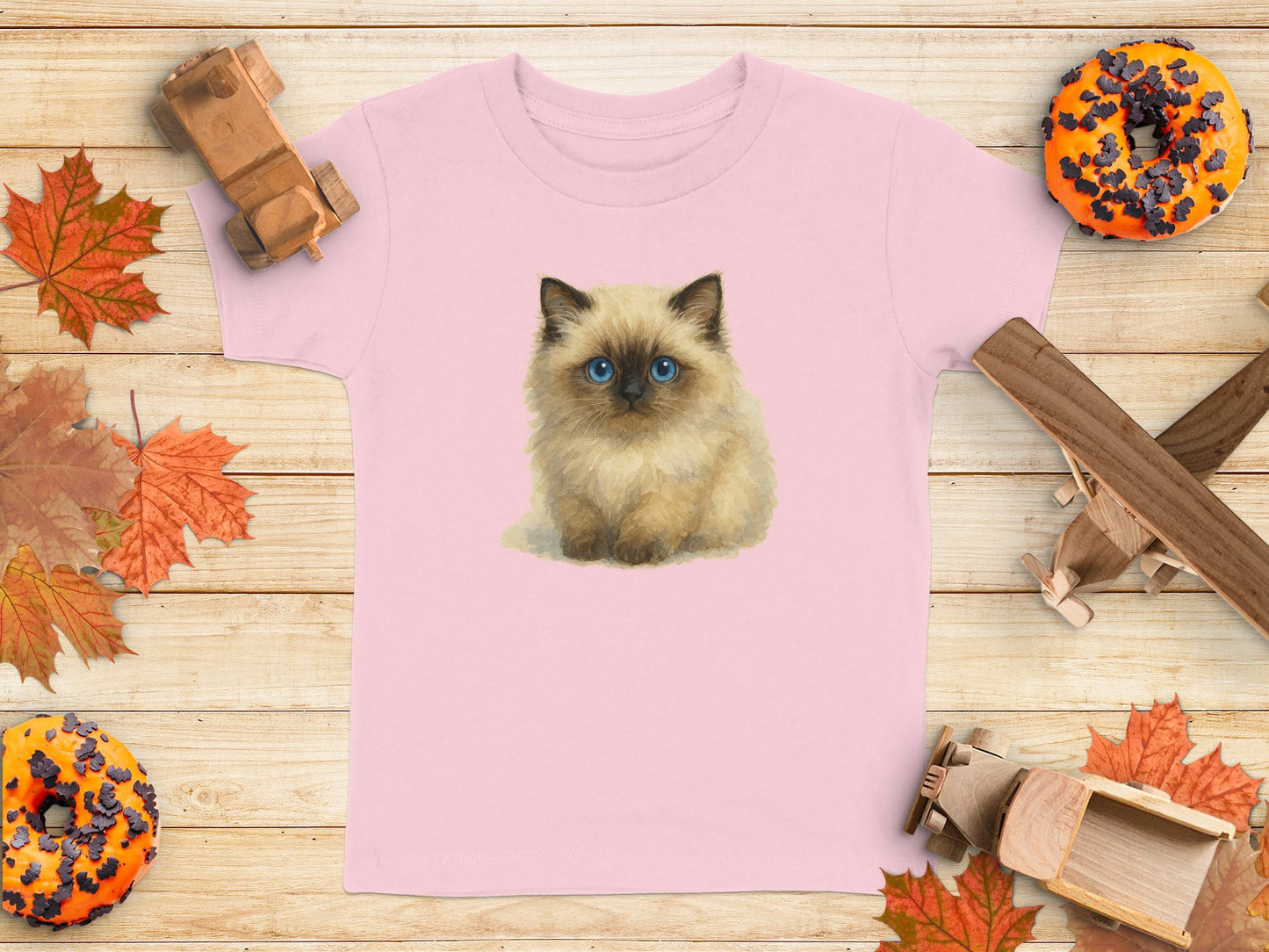 Cute Fluffy Kitten Print on Pink Toddler Shirt product