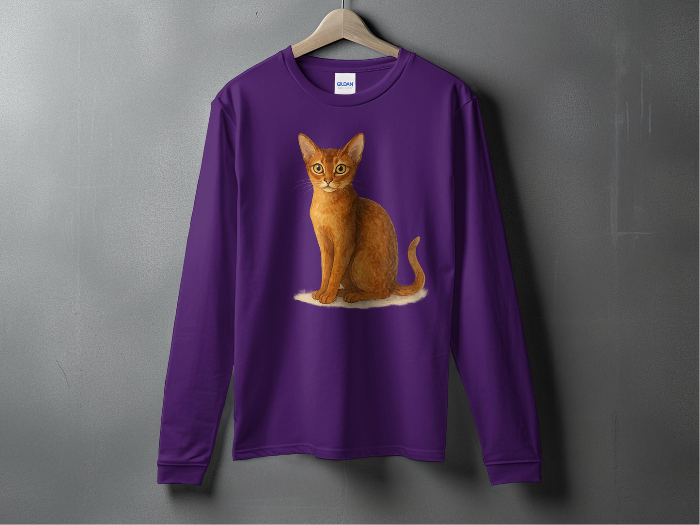Cute Cat Illustration on Purple Long Sleeve product type
