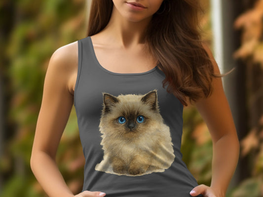 Cute Blue-Eyed Cat Design Sleeveless Tank Top product