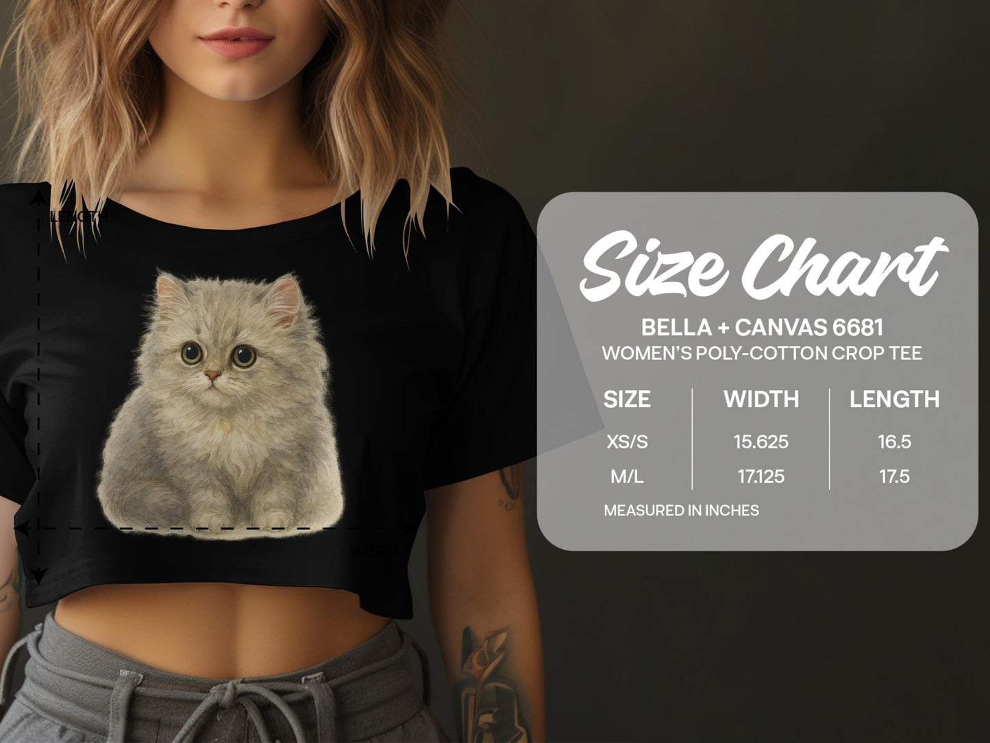 Cute Cat Print Women's Crop Tee Product