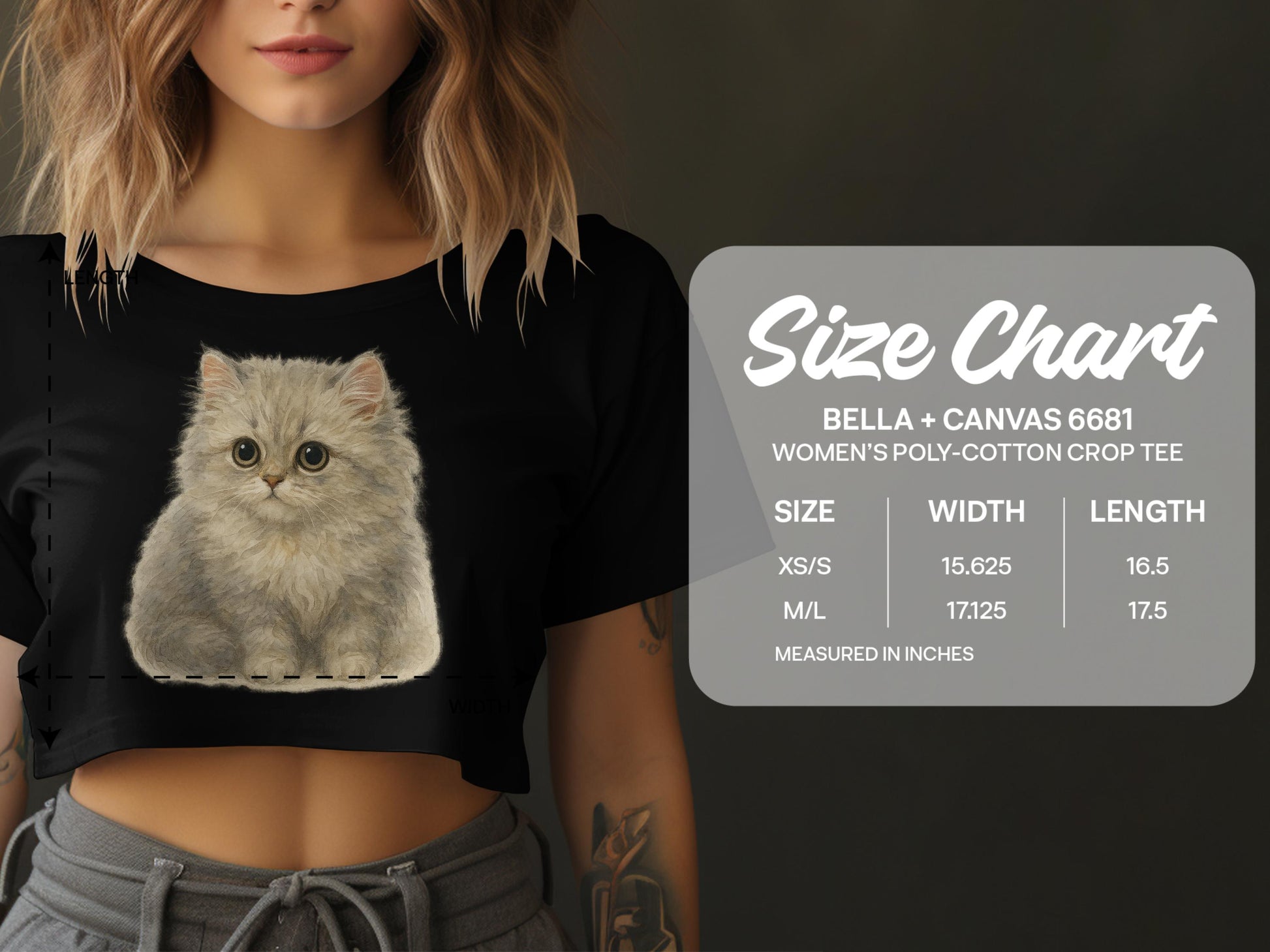 Cute Cat Print Women's Crop Tee Product