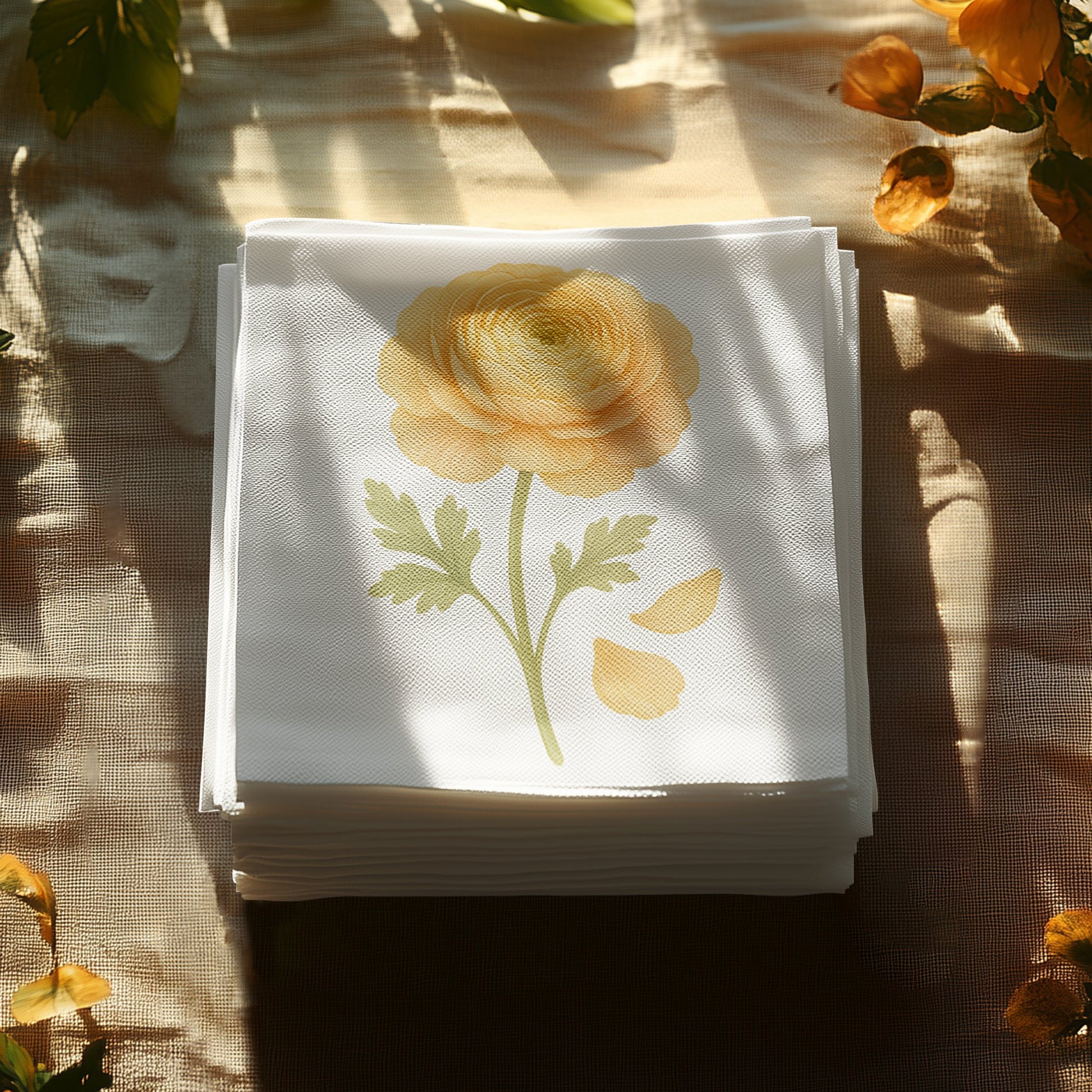 Elegant Floral Printed Napkins Stack product type