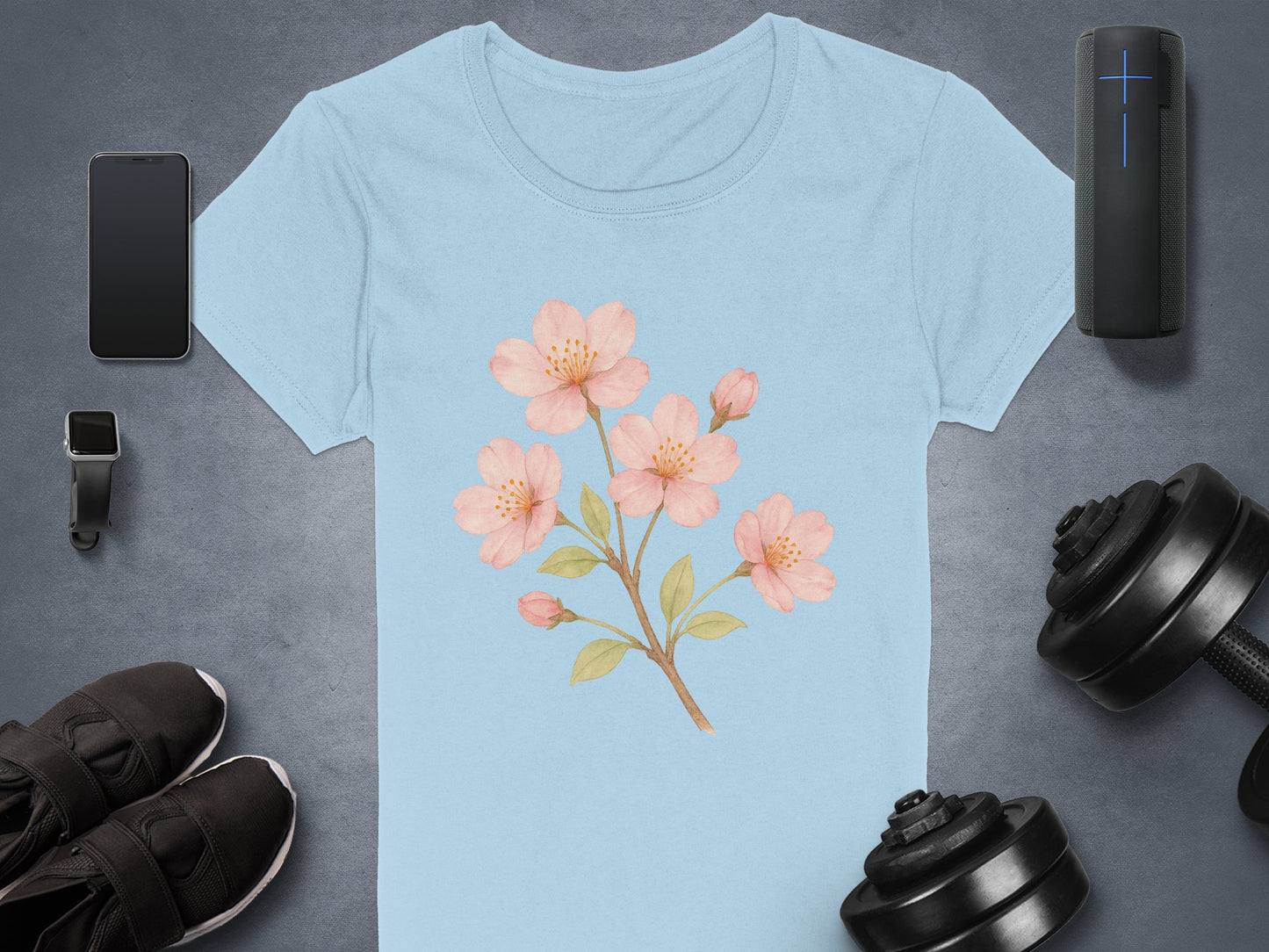 Beautiful Light Blue Floral Printed T-Shirt product