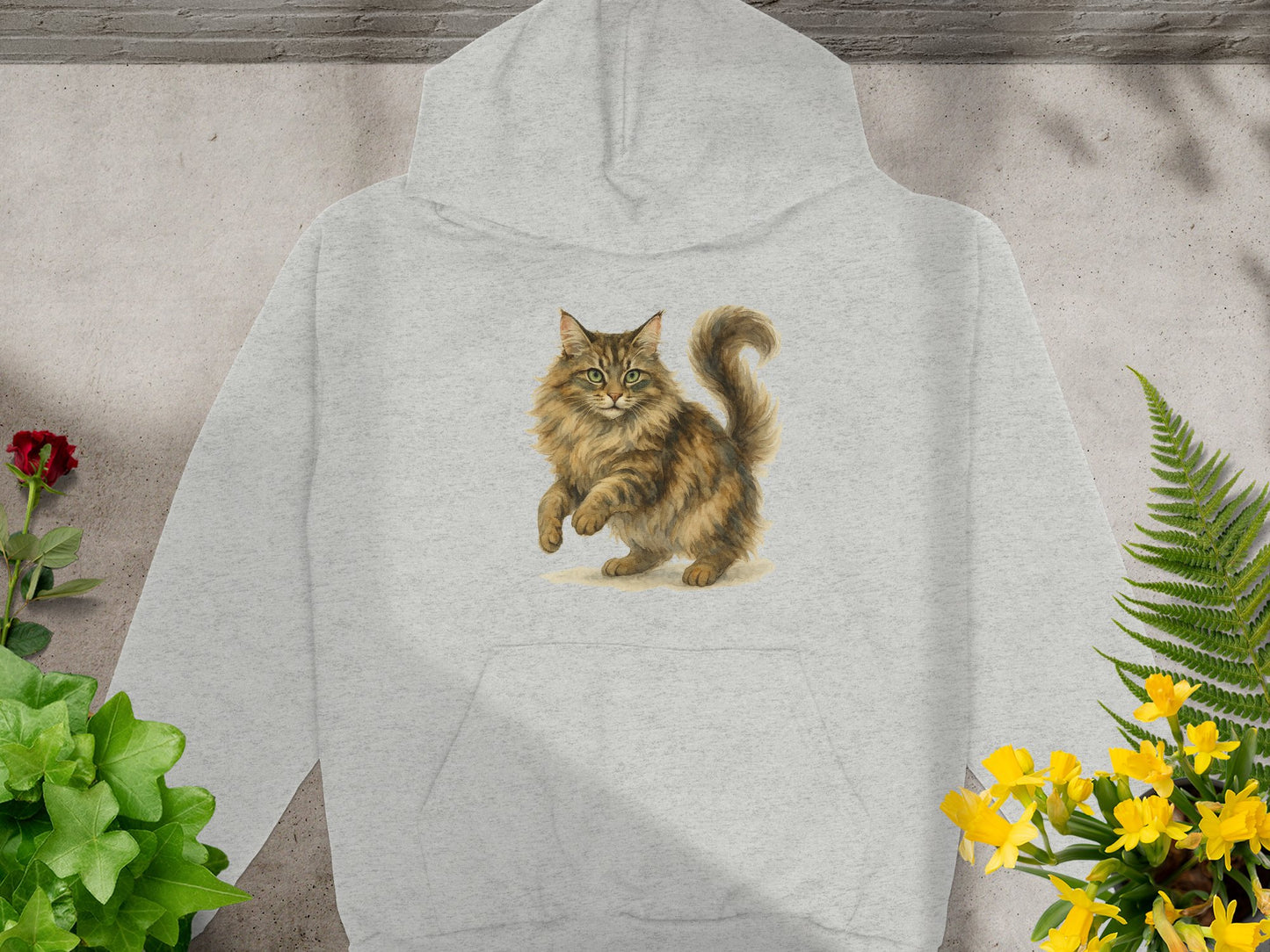 Cute Fluffy Cat Print Hoodie Cozy and Stylish Product