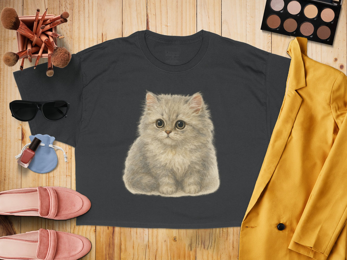 Cute Fluffy Kitten Graphic Cropped Tee product type