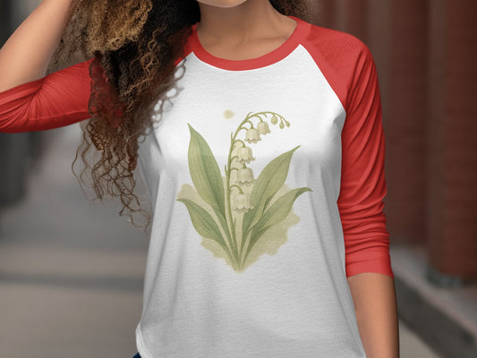 Botanical Lily of the Valley Design Raglan Shirt product