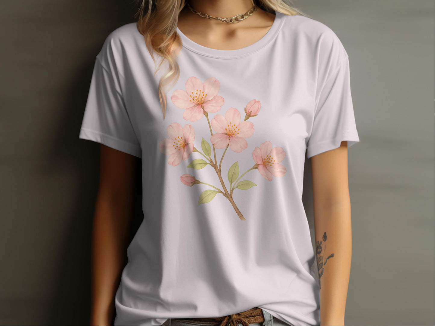 Pink Floral Blossom Short Sleeve Pullover T-Shirt product type