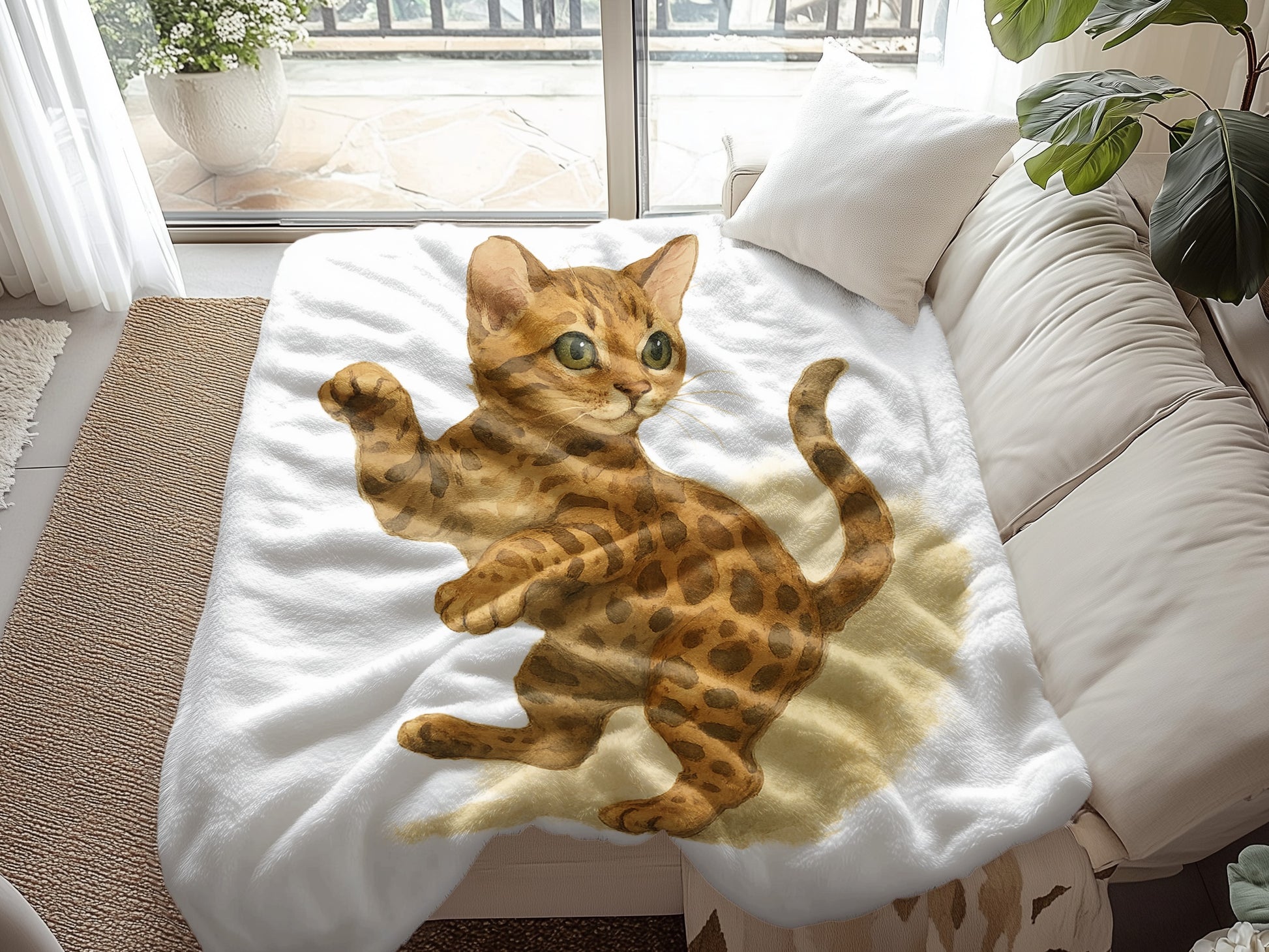 Cute Playful Leopard Kitten Patterned Blanket product