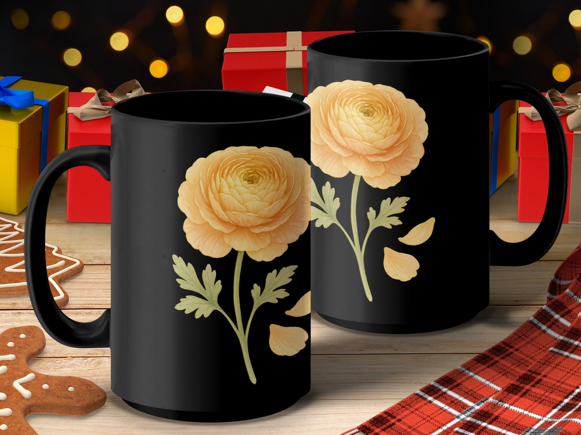Beautiful Yellow Flower Design Christmas Mug product