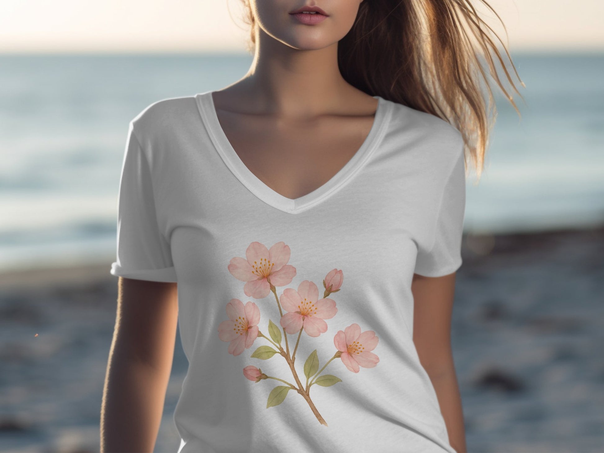 Beautiful Blossom Patterned White T-shirt product