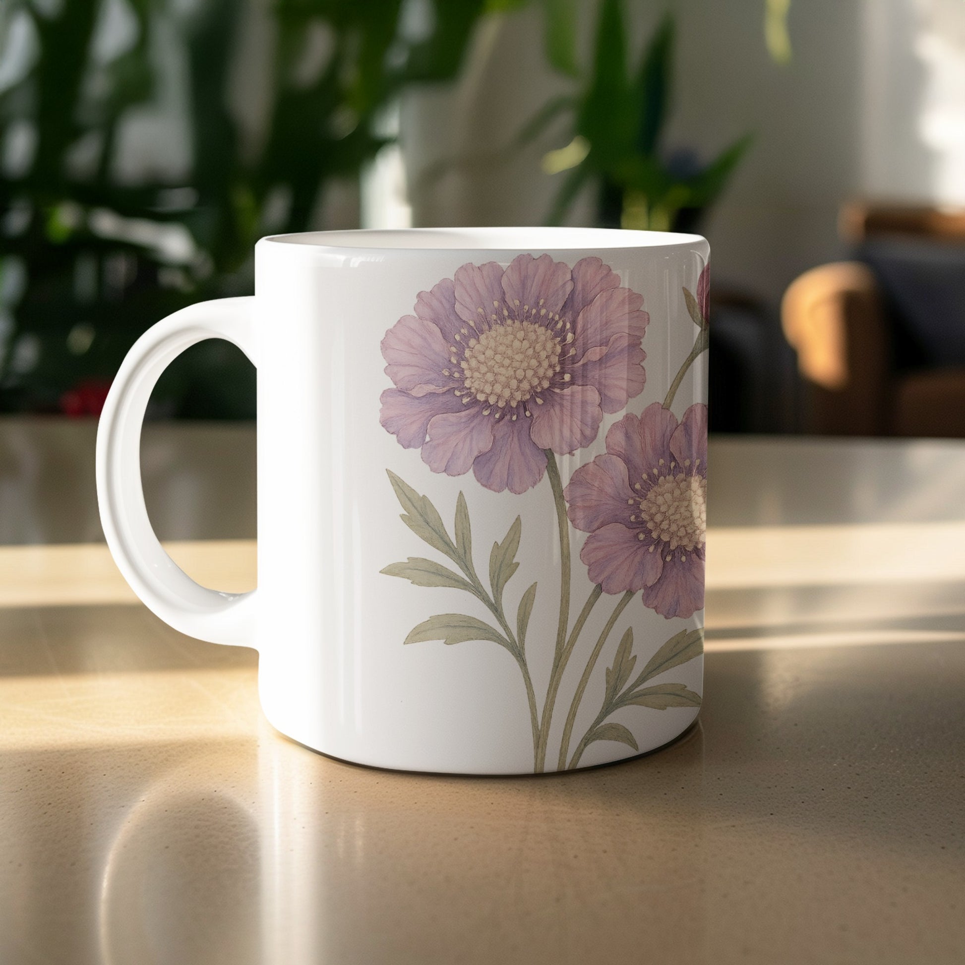 Purple Floral Design Coffee Mug Product