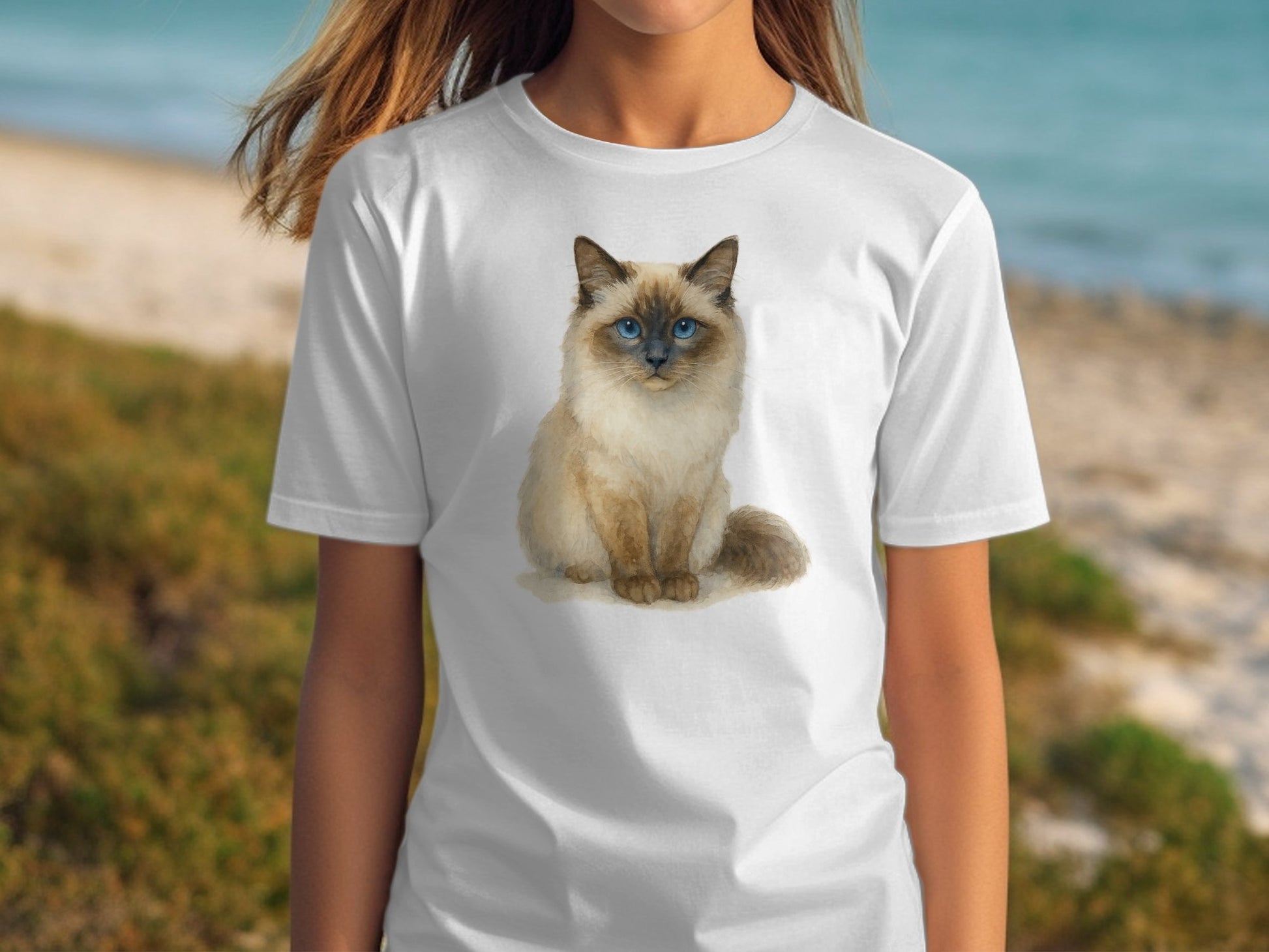 Cute Blue-Eyed Cat Graphic Women's T-Shirt product type