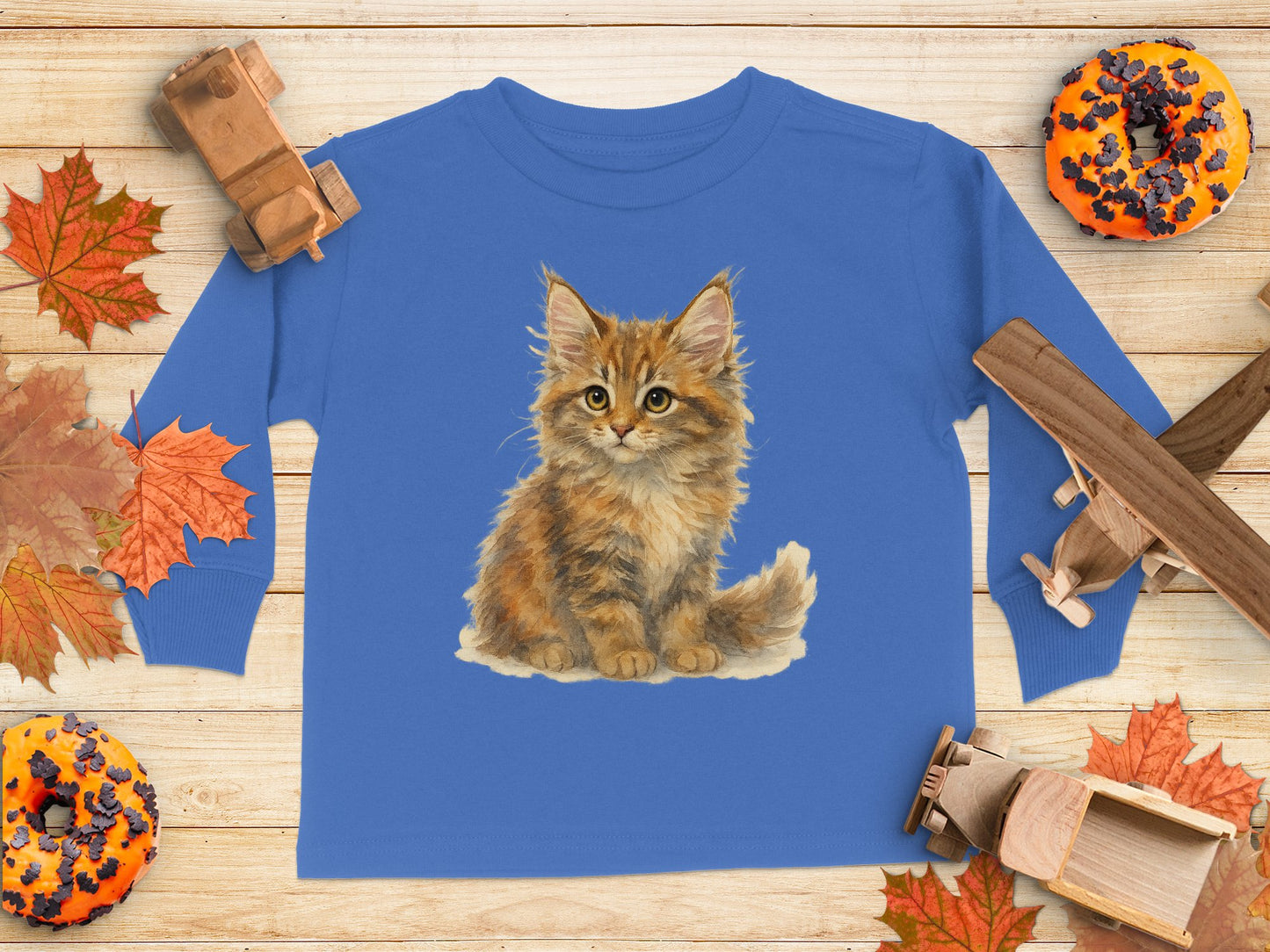 Cute Fluffy Cat Graphic Kids Long Sleeve Shirt product type