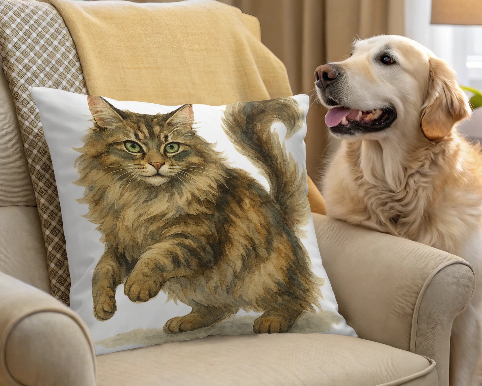 Charming Cat Art Decor Throw Pillow product type