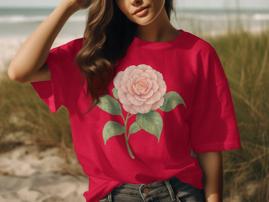 Beautiful Red T-shirt with Large Floral Print product type