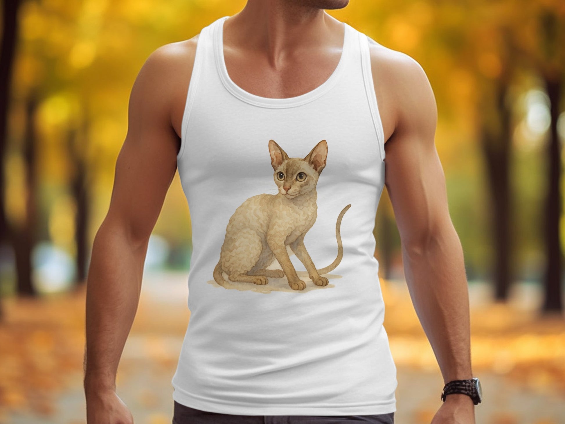 Elegant Cat Design on White Tank Top product