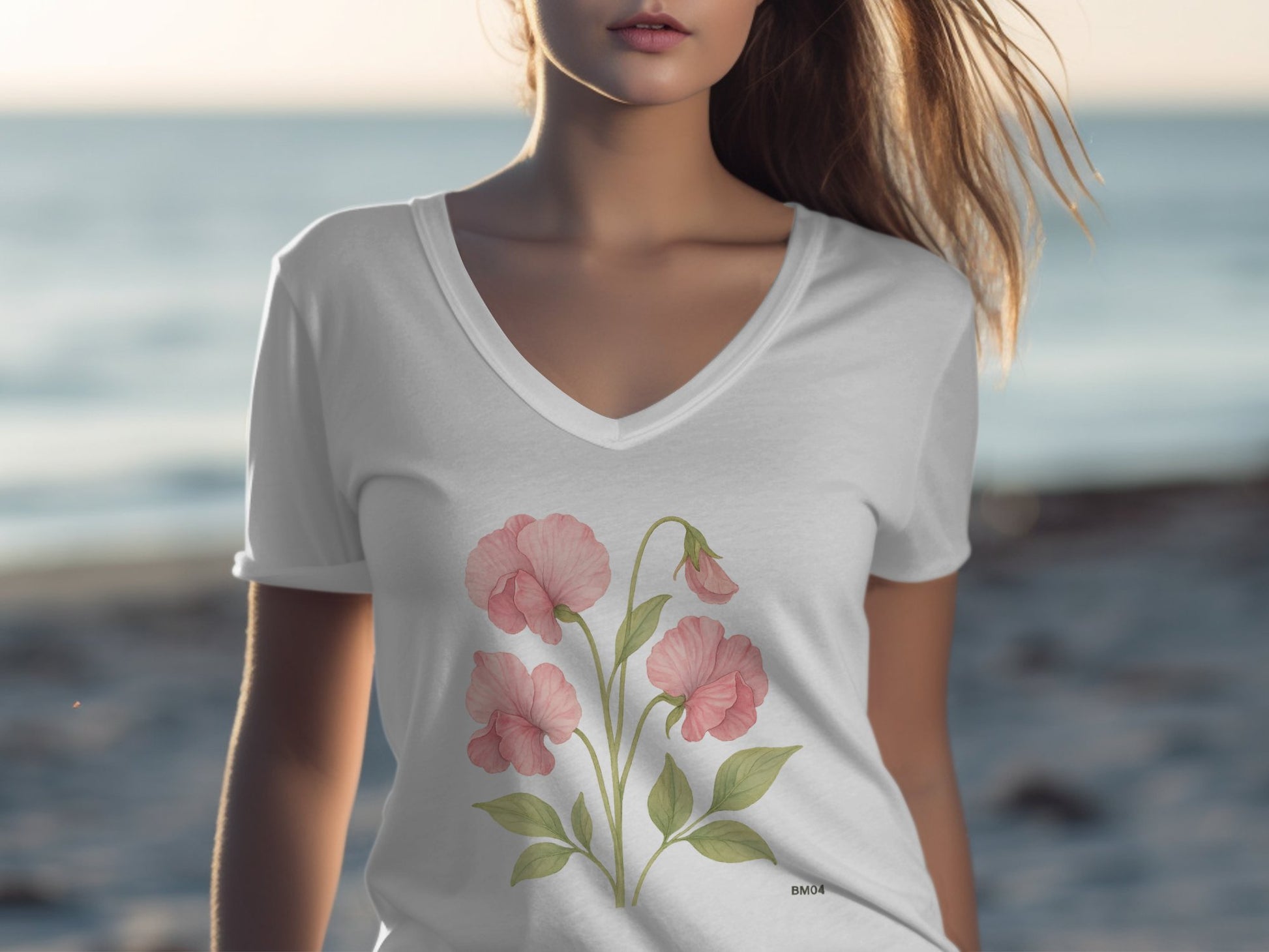 Beautiful Floral Design Women's V-neck T-shirt product