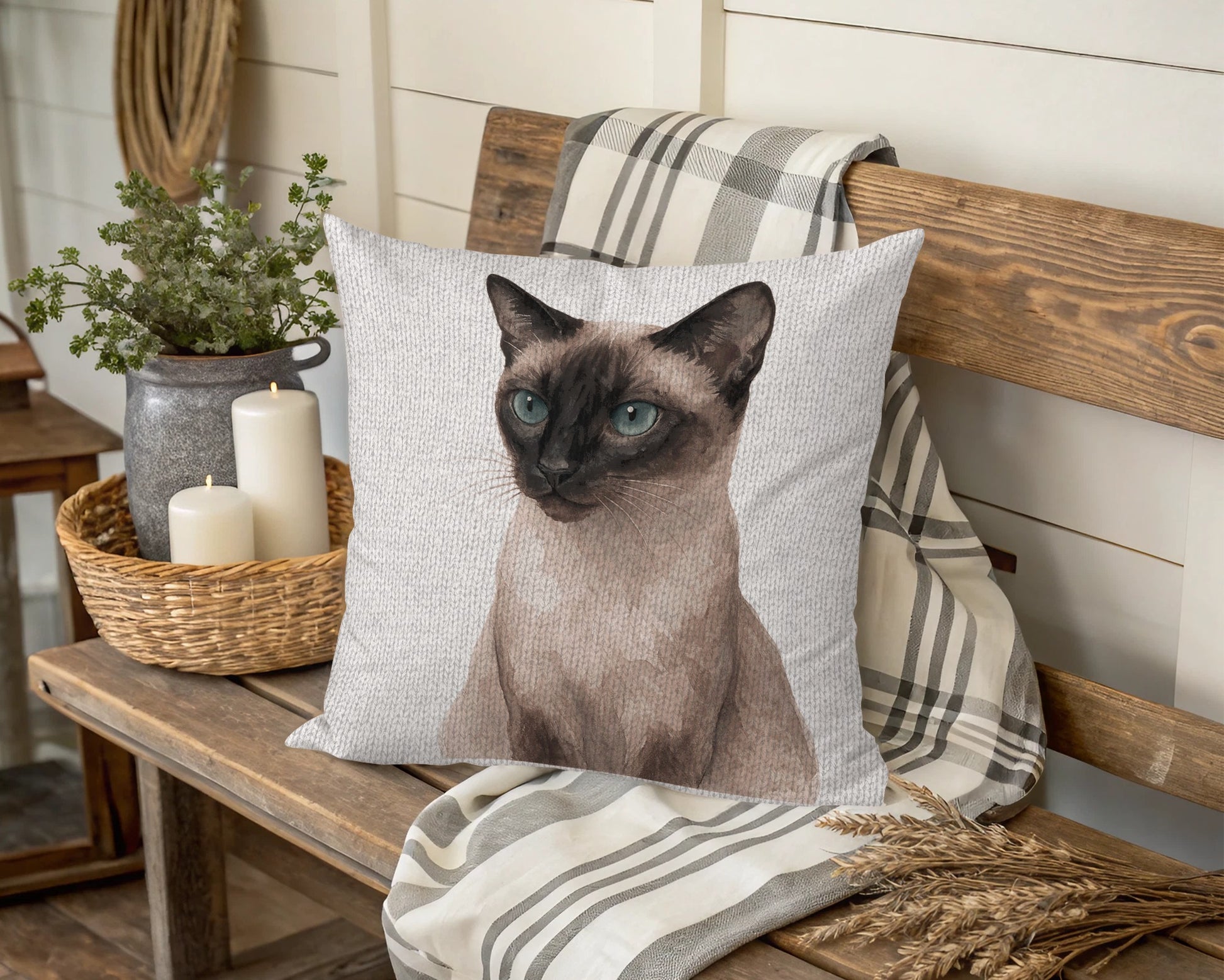 Siamese Cat Illustration Throw Pillow product type