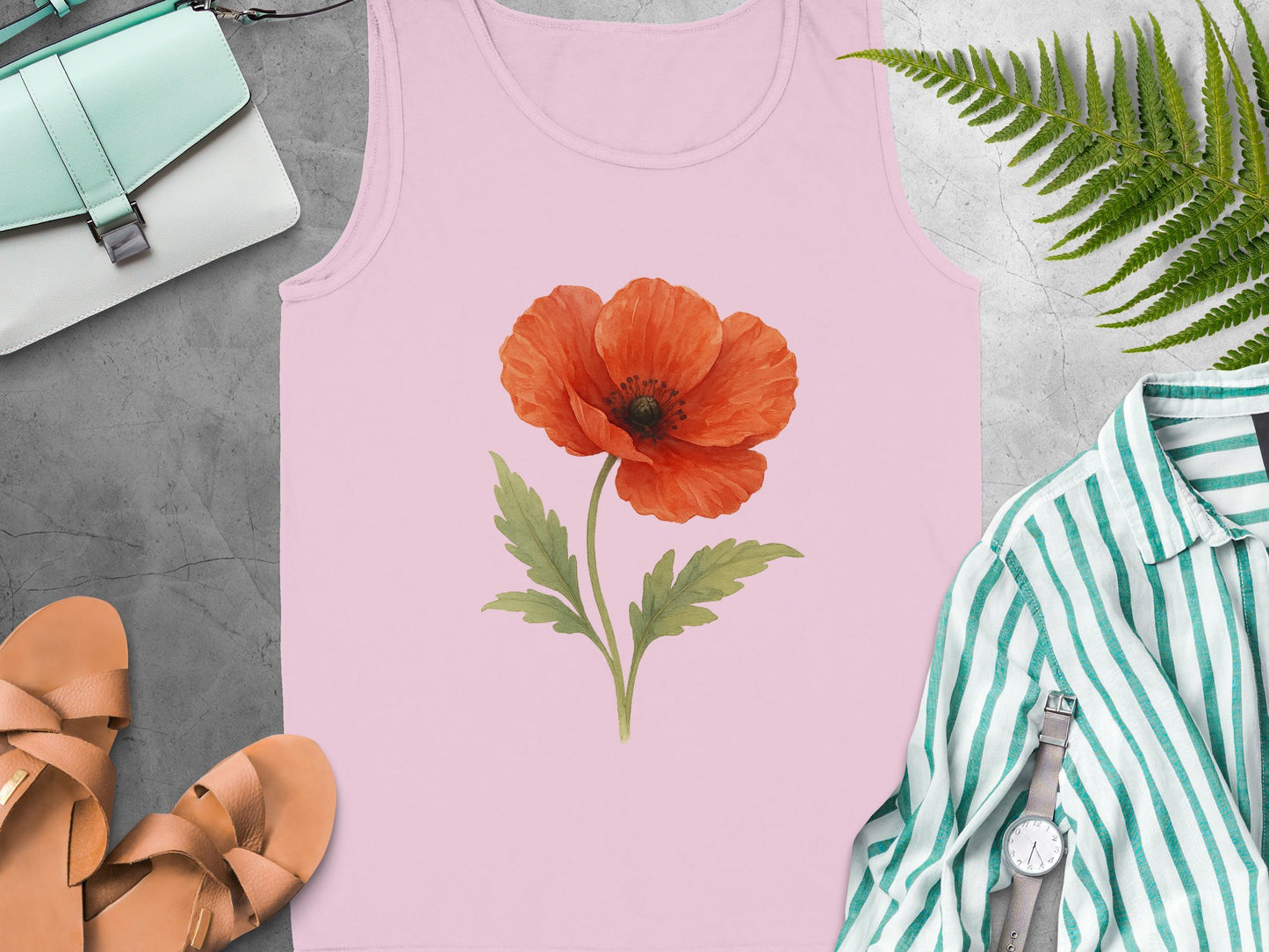 Red Poppy Flower Graphic Design Tank Top product type
