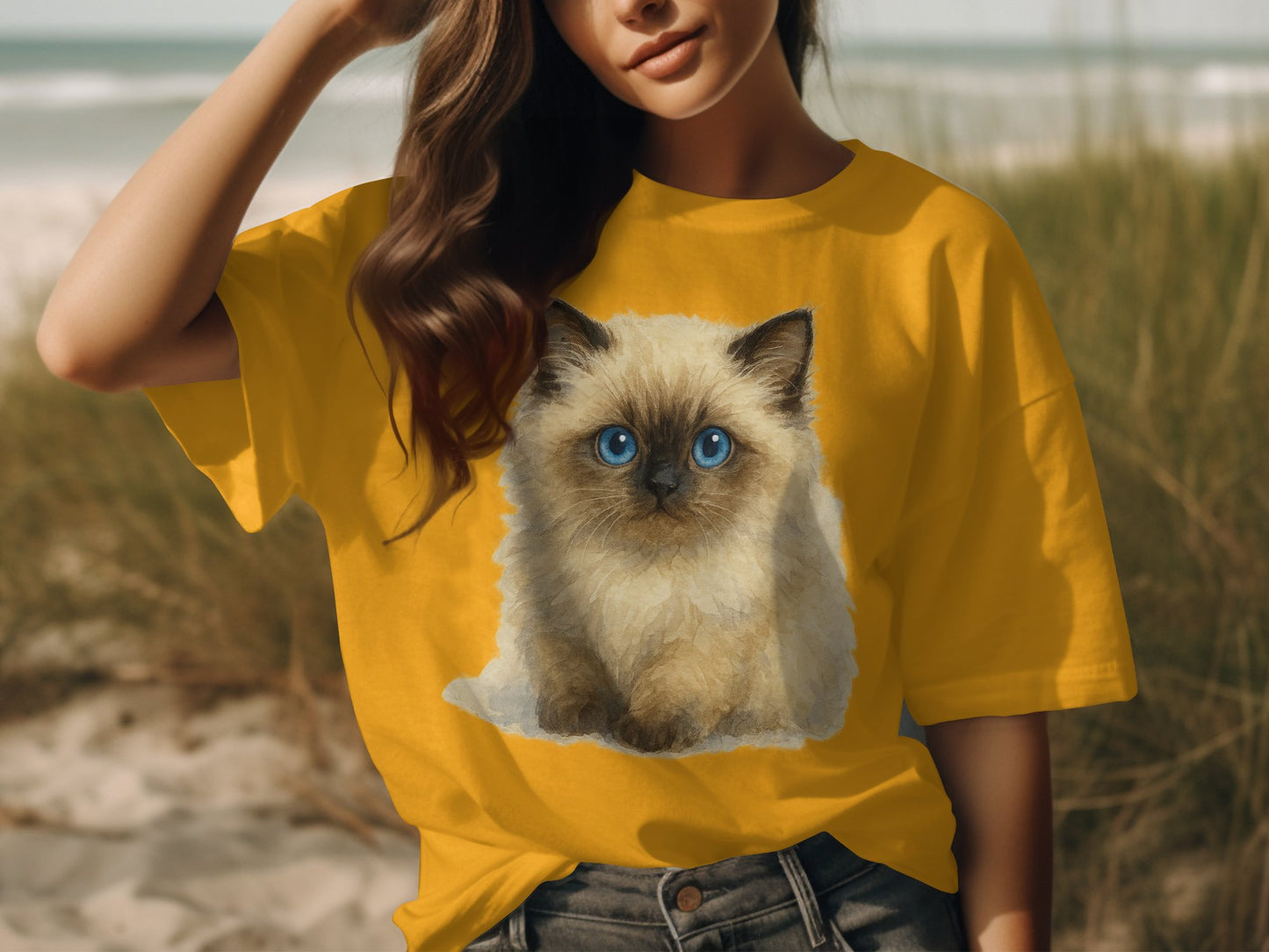 Cute Blue-Eyed Kitten Design for Cat Lovers T-Shirt product