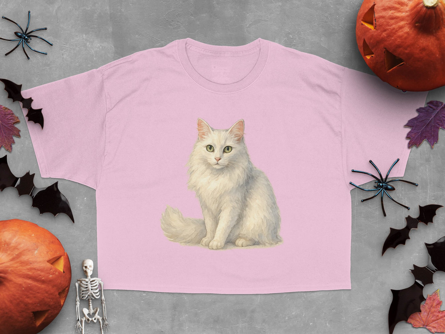 Cute White Cat Graphic Design Pink Shirt product type
