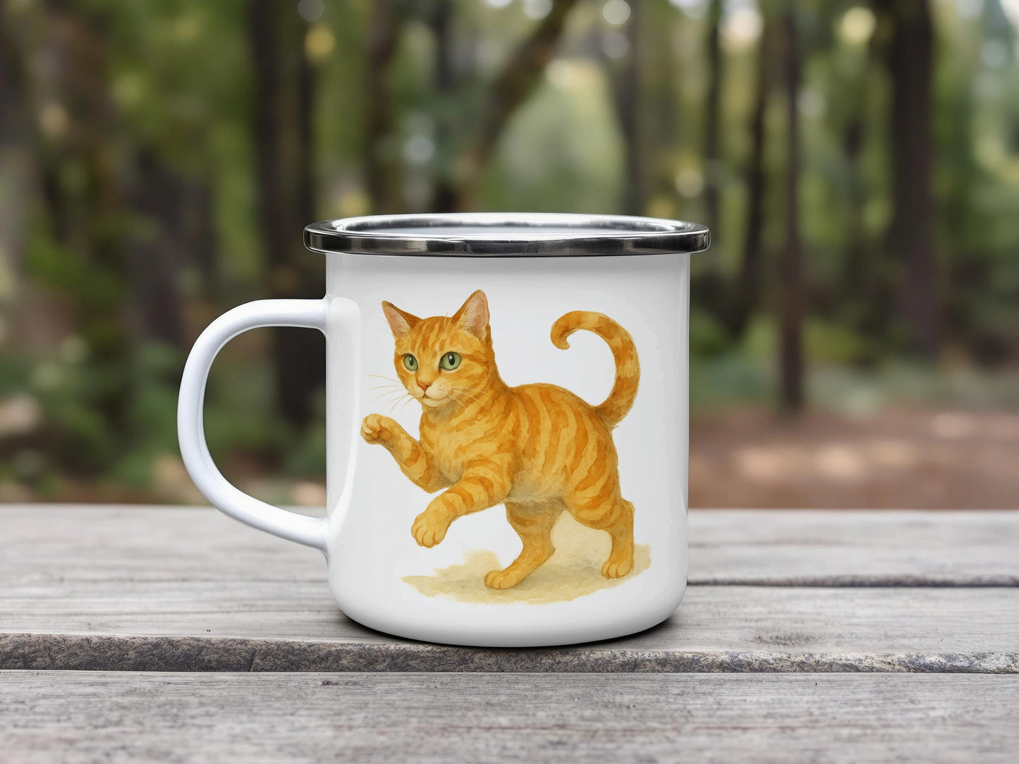 Cat Illustration Enamel Mug Perfect For Cat Lovers product