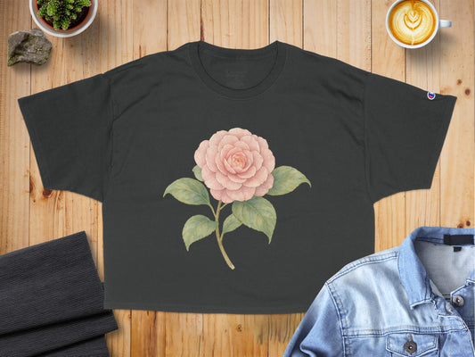 Floral Graphic Black Crop Top Shirt product type