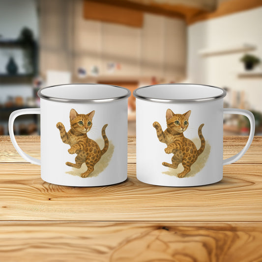 Playful Kitten Illustration on White Mug product type