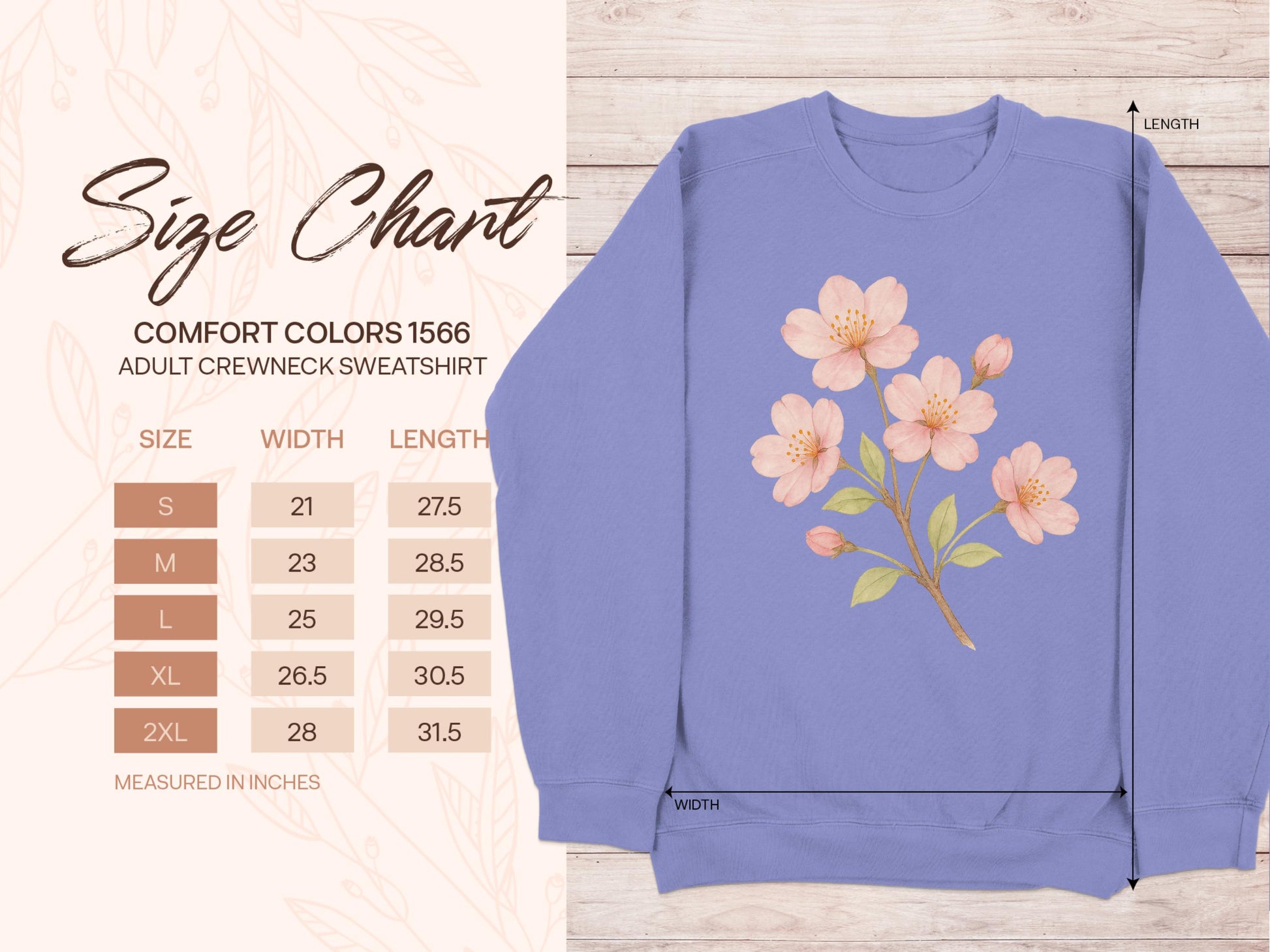 Beautiful Floral Print Adult Crewneck Sweatshirt product
