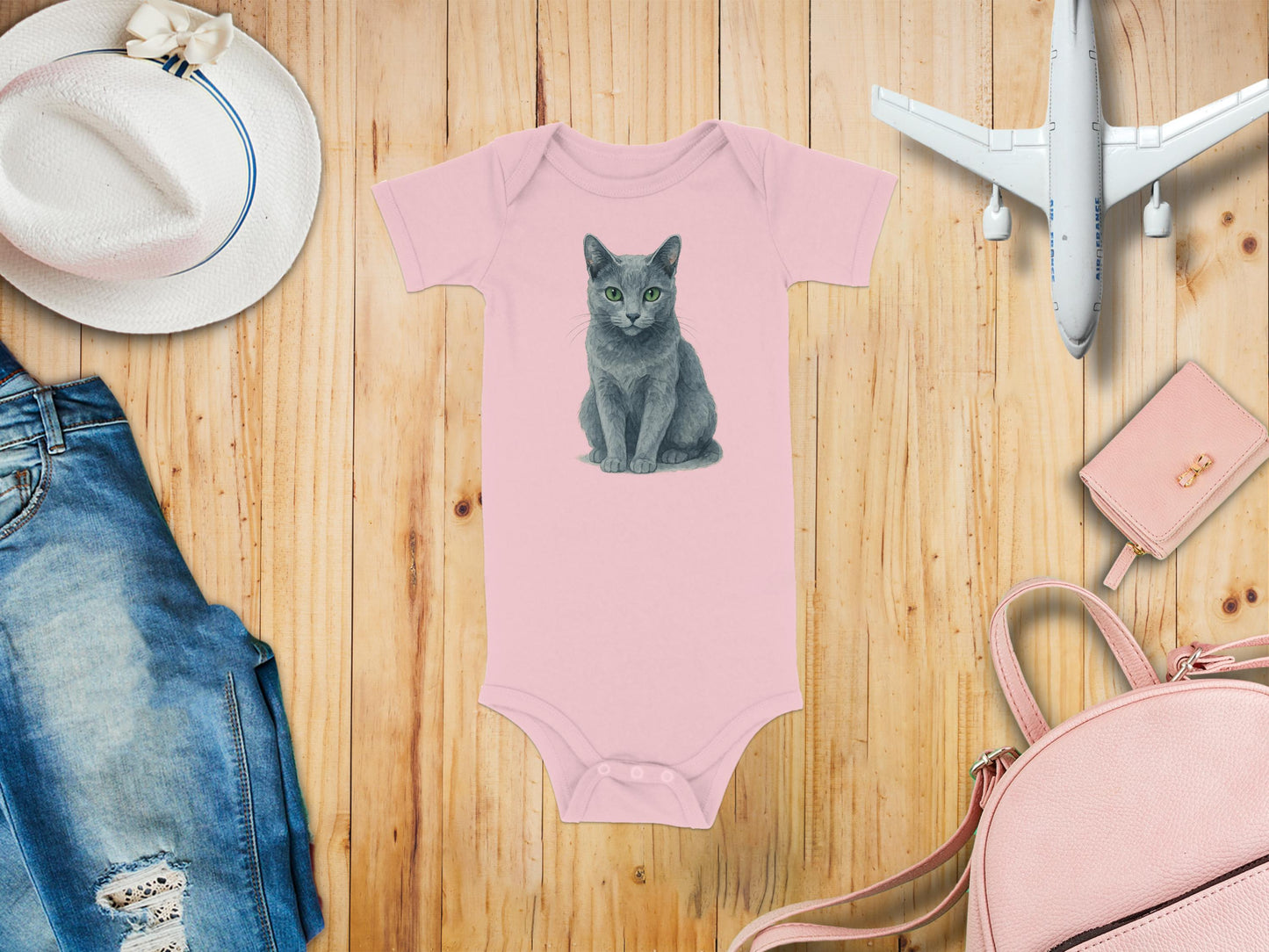 Stylish Pink Onesie With Cat Illustration product type