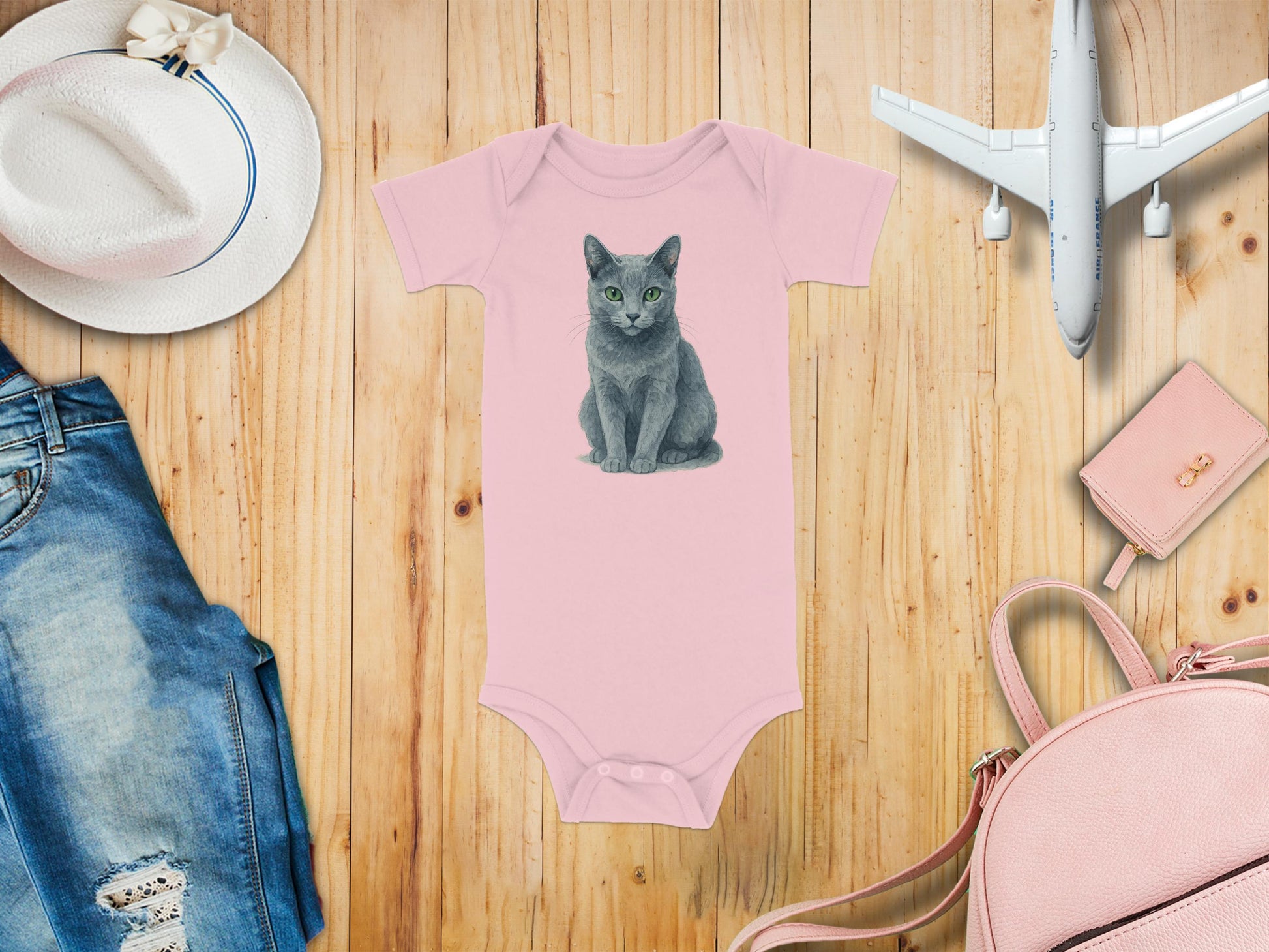 Stylish Pink Onesie With Cat Illustration product type