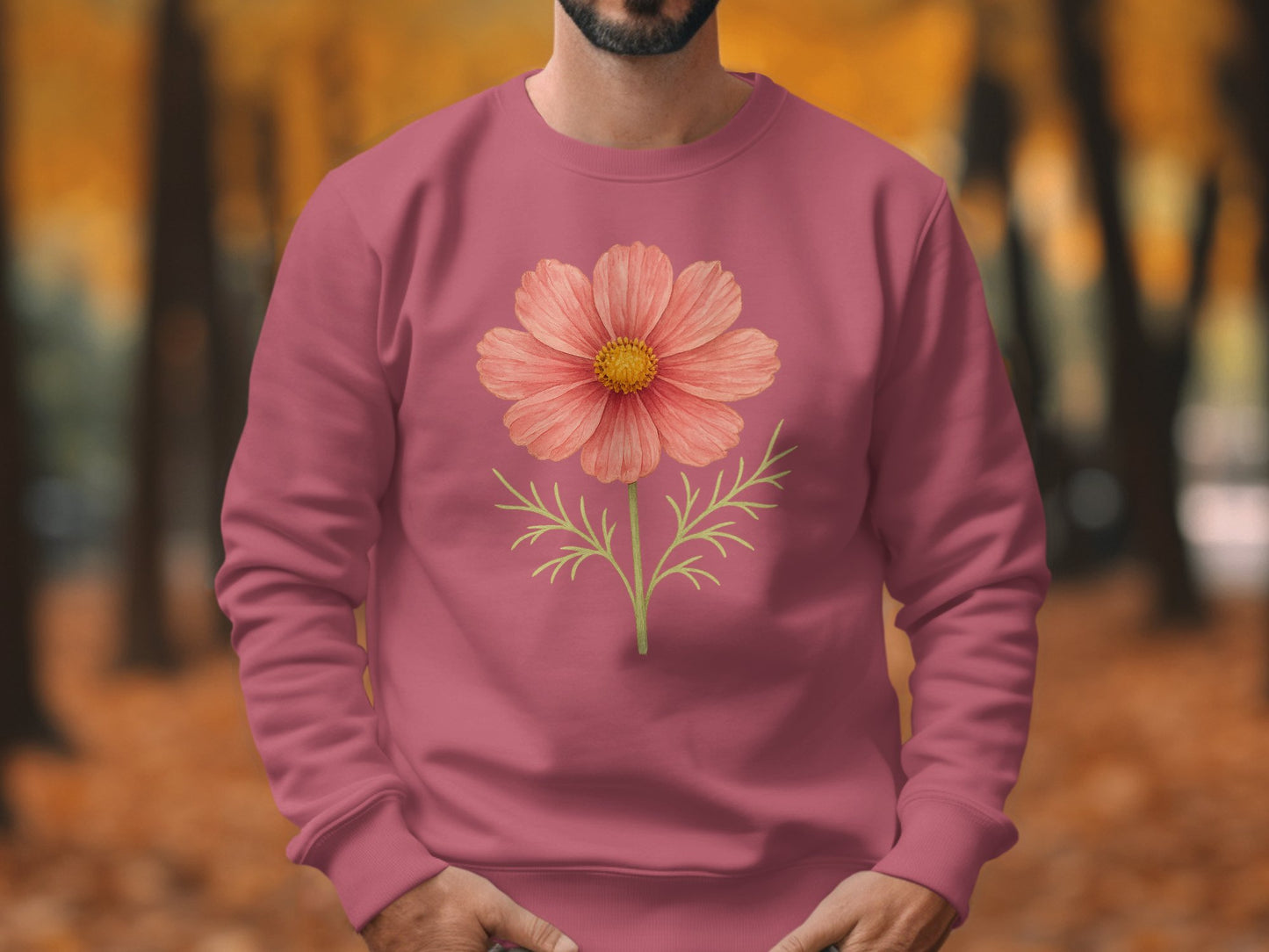 Floral Pink Sweatshirt Perfect for Autumn product type