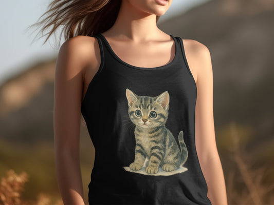 Adorable Kitten Graphic Printed Sleeveless Top product type