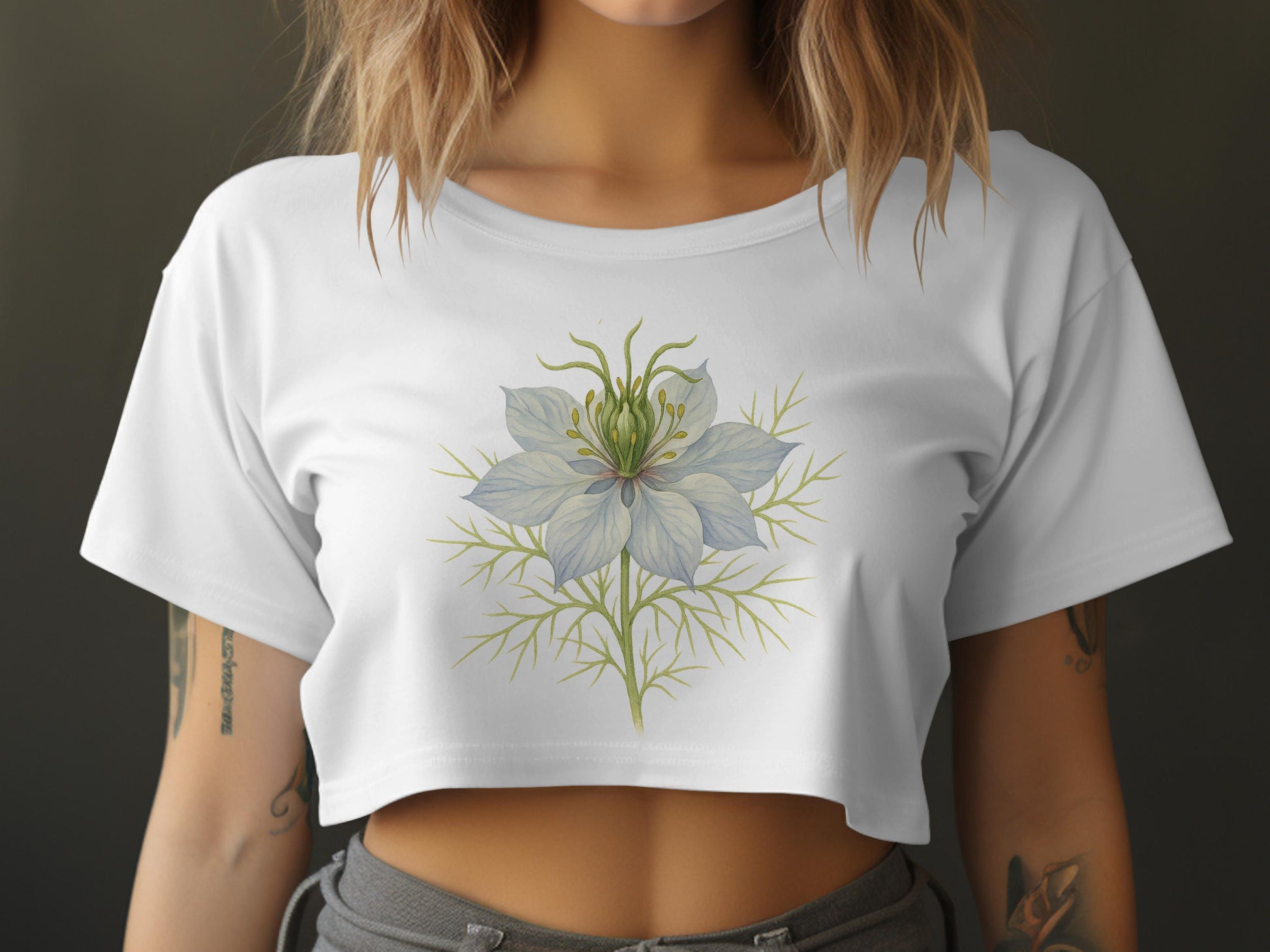Botanical Floral Art Short-Sleeve Crop Top product type