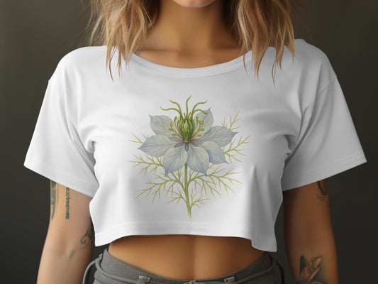 Botanical Floral Art Short-Sleeve Crop Top product type