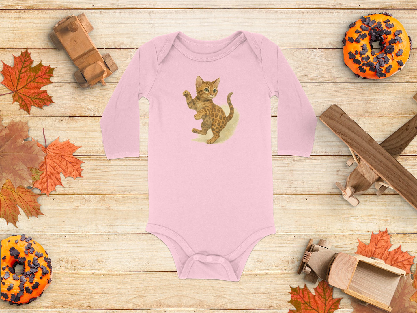 Adorable Baby Pink Onesie with Cute Kitten Graphic product